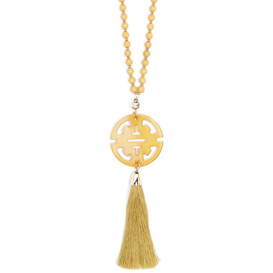 Traveling Resin Pendant Necklace with Tassel