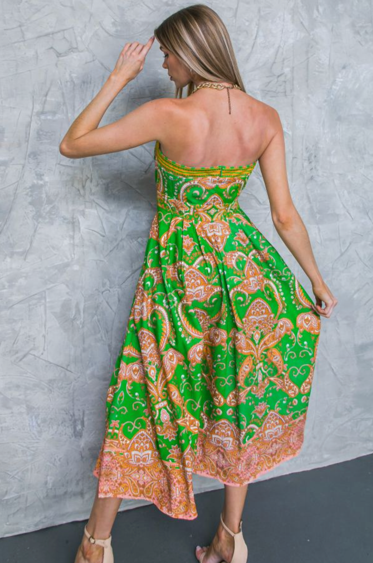 A Printed Woven Midi Dress