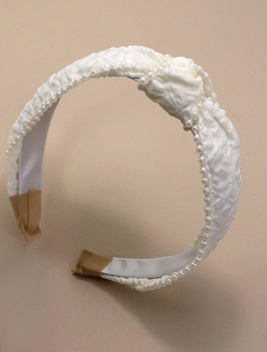 Bridal Pearl Knot Bow Hair Band